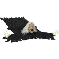 Outsunny 183cm Halloween Dekoration Halloween Zombie-Alte mit LED-Lichter, Soundfunktion, Haustür Deko, Wasserdicht Garten Dekofigur in Lebensgröße für Party Aosom