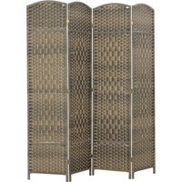 HOMCOM Paravent 4-teilig 180 x 180 cm Raumteiler Trennwand, Faltbar Raumtrenner Stellwand Sichtschutz für Wohnzimmer Waschschwarz Aosom