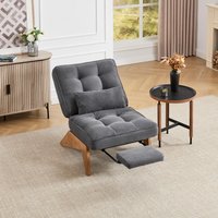 Cozy Reclining Accent Chair with Foldable Ottoman and Lumbar Pillow, Adjustable Lounger for Living Room, 127L x 73W x 90H cm, Dark Gray Aosom UK