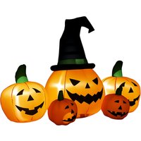 Outsunny 6ft Inflatable Halloween Large Pumpkin in Hat with Four Small Pumpkins, Blow-Up Outdoor LED Display for Lawn, Garden, Party Aosom UK