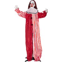 Outsunny 165 cm Halloween Dekoration Halloween Clown mit LED-Lichter, Soundfunktion, Haustür Deko mit verstellbaren Armen, Garten Dekofigur in Lebensgröße für Party Aosom