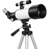 Outsunny Teleskop für Astronomie Anfänger Erwachsene 70mm Aperture 400mm AZ Mount Astronomisches Refraktor Teleskope Einsteiger mit Stativ Tragetasche, Reiseteleskop Telescope Weiß Aosom