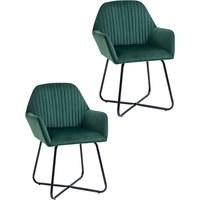 HOMCOM Velvet Armchair Duo: Luxurious Lounge Seating with Metal Base, Emerald Green Aosom UK