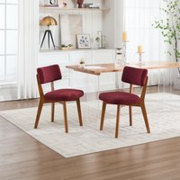 Stylish Mid Century Dining Chairs Ergonomic Backrest Comfortable Upholstered Side Chairs Dining Room x 54.5W x cm Wine Red Aosom UK