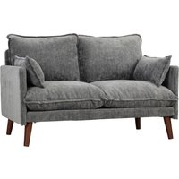 HOMCOM 2 Seater Sofa, Loveseat Sofa with Spring Cushions, Wide and Deep Seat, Wood Legs, Grey