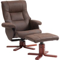 HOMCOM Faux Microfibre Leather Manual Recliner and Footstool Set - Dark Brown | Aosom Ireland