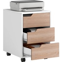 HOMCOM Mobile File Cabinet, Small Filing Cabinet with 3 Drawers, Lockable Casters for Office, Oak & White Aosom UK