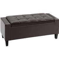 HOMCOM PU Leather Storage Ottoman Bench Storage Chest Tufted Ottoman Cube w/ Flipping Top 92L x 40W x 40H cm Brown | Aosom Ireland