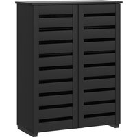 HOMCOM Narrow Shoe Cabinet for Entryway, 5-Tier Slim Shoe Storage Cabinet with 2 Slatted Doors and Adjustable Shelves