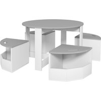 AIYAPLAY 5-Piece Kids Table and Chairs Set with Storage for Toddler 3-8 Years Old, Grey