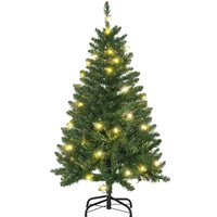 HOMCOM 4 Feet Prelit Artificial Christmas Tree Warm White LED Light Holiday Home Xmas Decoration, Green Aosom UK