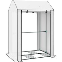 Outsunny Mini Greenhouse with 4 Wire Shelves Portable Garden Grow House Upgraded Tomato Greenhouse for Plants with Roll Up Door and Vents, 100 x 80 x 150cm, White | Aosom Ireland