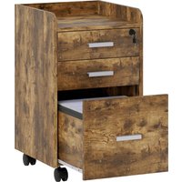HOMCOM 3 Drawer Filing Cabinet with Lock, Rolling File Cabinet with Edged Top for Letter, A4 Size, Hanging File Folders