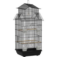 PawHut Metal Bird Cage with Plastic Swing, Perch, Food Container, Tray, Handle, for Finches, Canaries, 43 x 32.5 x 104cm