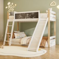 Modern Sleeper Bunk Bed Frame Slide Storage Stairs Solid Wooden Loft Bed Guardrails x 124W x 148H cm Aosom UK