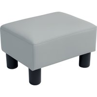 HOMCOM PU Leather Footstool with 4 Plastic Legs, Grey