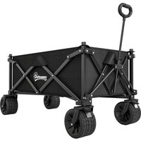 Outsunny Folding Garden Trolley, Outdoor Wagon Cart with Carry Bag, for Beach, Camping, Festival, 120KG Capacity, Black | Aosom Ireland