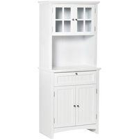 HOMCOM Mobile Cucina Dispensa per Cucina e Sala da Pranzo con 2 Armadietti, Ripiani Regolabili e Piano d'Appoggio, in MDF, 68.6x40x164 cm, Bianco Aosom Italy