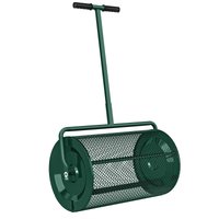 Outsunny Compost Spreader, 24" Peat Moss Spreader with Height Adjustable T Shaped Handle and Metal Mesh Basket, Garden Spreader for Seeding, Spreading Manure, Green