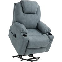 HOMCOM Lift Chair, Quick Assembly, Riser and Recliner Chair with Vibration Massage, Heat, Cup Holders, Cat Scratch Anti, Charcoal Grey