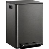 HOMCOM Dual Kitchen Bin, 2 x 30L Double Bin for Recycling and Waste, Stainless Steel Pedal Bin w/ Soft-Close Lid, Removable Inner Buckets Aosom UK