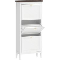 HOMCOM Shoe Cabinet with 3 Flip Drawers, Farmhouse Narrow Shoe Storage Cabinet with Adjustable Shelves, White