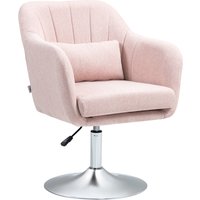 HOMCOM Arm Chairs Accent Chair for Living Room, Contemporary Vanity Armchair with Adjustable Height Thick Cushion, Cat Scratch Anti, Pink Aosom UK