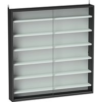 HOMCOM 7-Tier Wall Display Shelf, Display Cabinet w/ 6 Adjustable Shelves, Glass Doors, Home Office Ornaments, Black & White Aosom UK