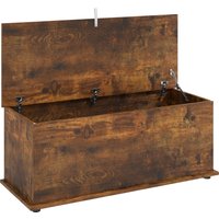 HOMCOM 113L Storage Chest, Storage Box with Flip-Top Lid and 2 Safety Hinges, Storage Trunk for Living Room, Entryway, 100 x 40 x 40 cm, Rustic Brown