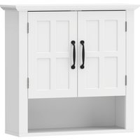 HOMCOM Bathroom Wall Cabinet, Medicine Cabinet, Kitchen Cupboard with 2 Doors and Adjustable Shelf, White