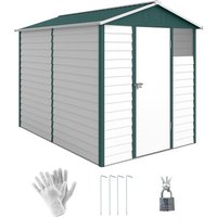 Outsunny 9 x 6ft Galvanised Steel Shed, Outdoor Storage Shed with Lockable Door and Sloped Roof for Backyard, Outdoor, White Aosom UK