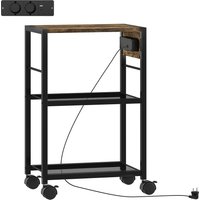 HOMCOM Druckerständer mit Rollen Druckeregal mit Steckdosen, USB- und USB-C-Anschlüsse, Aktenschrank Rollcontainer Dokument Drucker bis 40 kg, für Büro Arbeitszimmer 42 x 28 x 64,5 cm Rustikalbraun Aosom