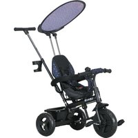 HOMCOM 6 in 1 Tricycle for Kids with 5-point harness straps, Removable Canopy, Dark Blue