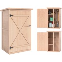 Outsunny Wooden Garden Sheds, Fir Wood Tool Cabinet Organiser Small Shed with Shelves and Bolt Latch, 75L x 56W x115Hcm Aosom UK
