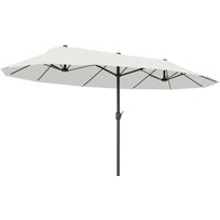 Outsunny Waterproof 4.6m Garden Parasol Double-Sided Sun Umbrella Patio Market Shelter Canopy Shade Outdoor Beige - NO BASE Aosom UK