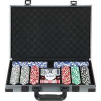 SPORTNOW 400-Piece Poker Chips Set with Lightweight ABS Case, Casino Texas Holdem Poker Set with Mat, 11.5g Numbered Poker Chips, Two Decks of Cards, Dealer, Five Dices, Grey