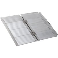HOMCOM Rampa per Sedia a Rotelle Pieghevole in Alluminio con Bordi Esterni, 61x74x5 cm, Argento