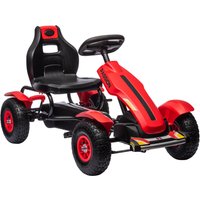 HOMCOM Go Kart a Pedali per Bambini 5-12 Anni con Sedile Regolabile e Freno a Mano, 121x58x61 cm, Rosso Aosom Italy