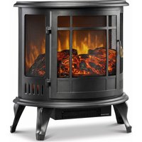 HOMCOM Electric Fireplace Stove, Freestanding Electric Fire Heater with Realistic LED Flame, 2000W, Black | Aosom Ireland