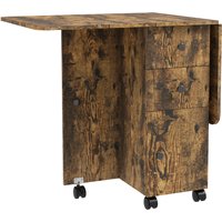 HOMCOM Multi-Storage Six-Person Drop Leaf Dining Table - Rustic Brown Aosom UK