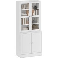 HOMCOM Modern Bookcase with Doors, Display Storage Cabinet with Adjustable Shelves for Living Room, Study, Office, White Aosom UK