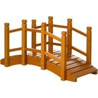Outsunny Wooden Garden Bridge with Safety Railings, Arc Footbridge for Pond Backyard Stream, Brown