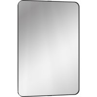 HOMCOM Rectangular Wall Mirror, 90 x 60 cm Wall Mounted Bathroom Mirror with Aluminium Alloy Frame and Tempered Glass, Black