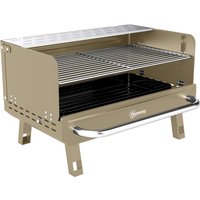 Outsunny Portable BBQ Grill, Charcoal Barbecue Grill with Adjustable Grates, Foldable Legs, Side Shelf for Camping Travel, Khaki