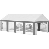 Outsunny Tenda para Festa 4x8 m Tenda de Jardim com Paredes Removíveis Portas e Janelas Anti-UV para Casamento e Eventos Cinzento Aosom Portugal