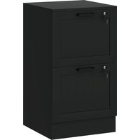 HOMCOM 2 Drawer Filing Cabinet with Lock, Office Storage Cabinet with Adjustable Hanging Bars for A4 Letter Size Files, Black