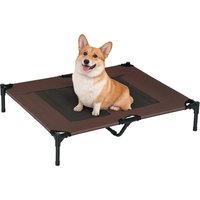 PawHut Elevated Pet Bed, Large Raised Dog & Cat Cooling Cot, Portable for Camping, Outdoor/Indoor Use, Metal Frame with Mesh, Black Aosom UK