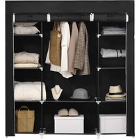 HOMCOM Portable Fabric Wardrobe with 10 Shelves, 1 Hanging Rail, Foldable Closet Storage, 150 x 43 x 162.5 cm, Black Aosom UK