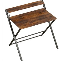 HOMCOM Compact Folding Desk for Small Spaces with Storage Shelf for Home Office, Rustic Brown
