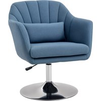 HOMCOM Swivel Accent Chair, Anti-Cat-Scratch Vanity Armchair with Adjustable Height Thick Cushion Lumbar Support Armrest for Home Office Aosom UK